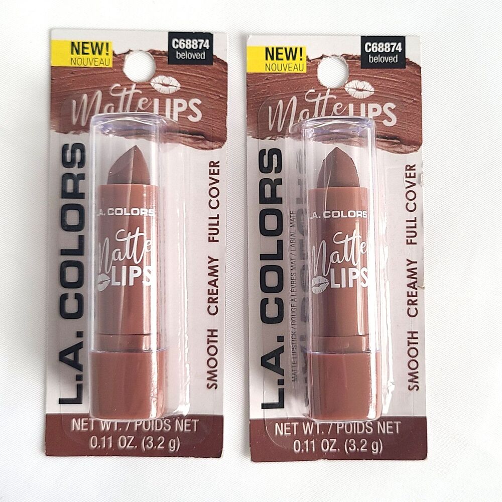 2 PACK L.A. Colors Matte Lips Lipstick C68874 Beloved